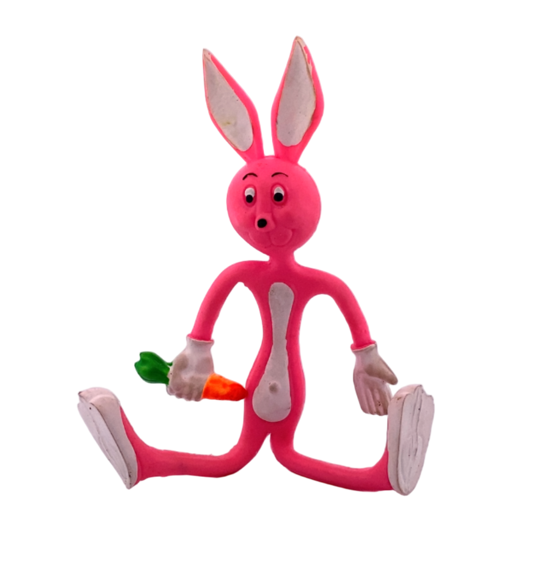 Hot Pink Bendy Bunny with Carrot