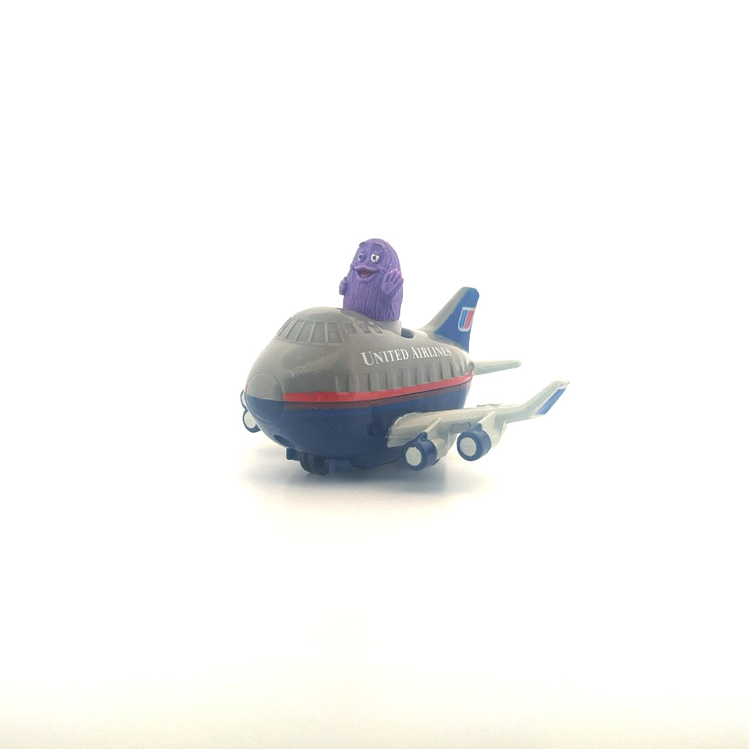 McDonald’s Friendly Skies United Airlines Pilot Grimace Grey Plane