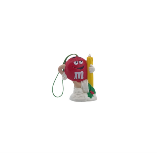 M&M Christmas Ornament Red M&M with Candlestick
