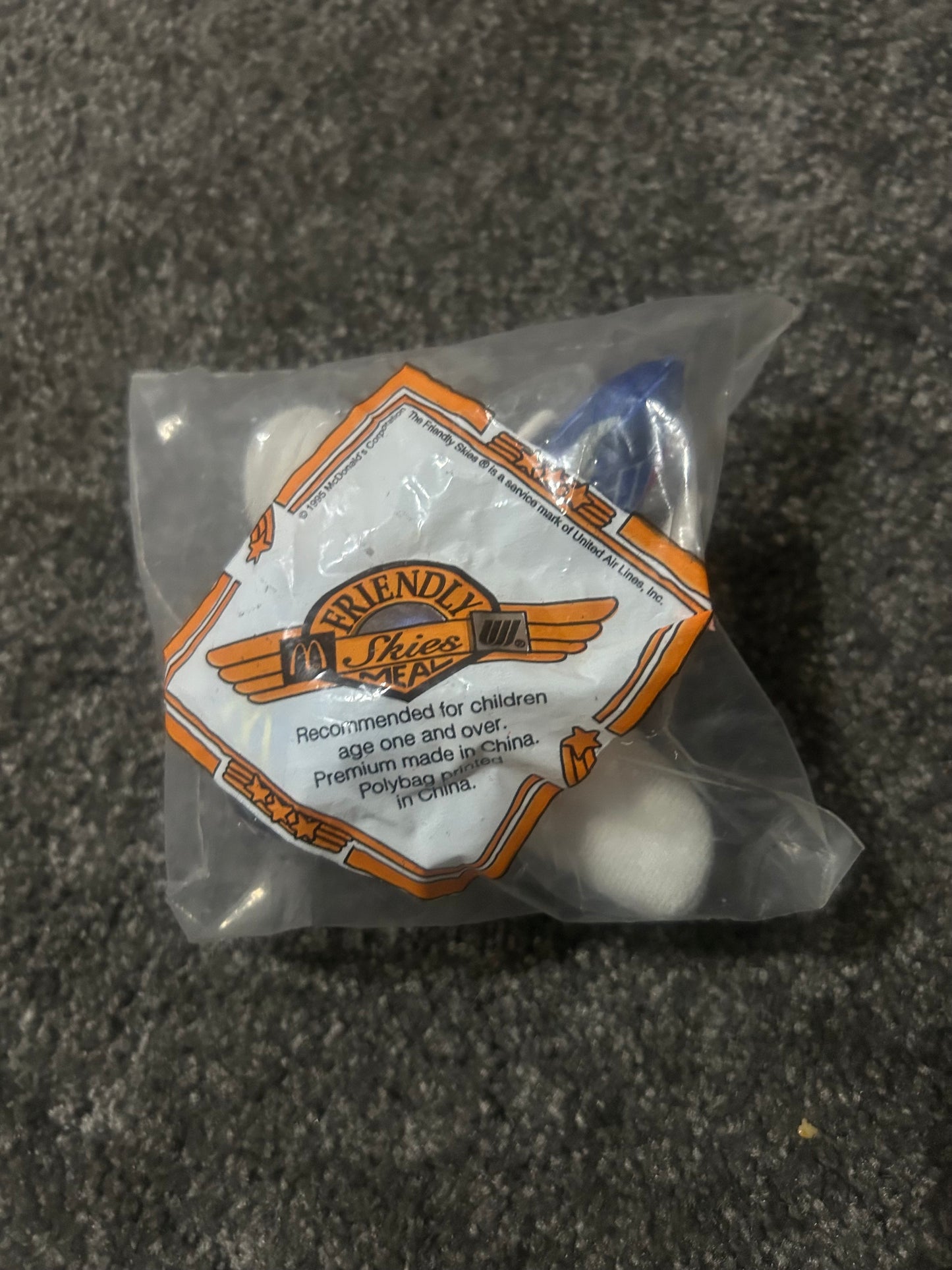 Mcdonald's Friendly Skies Meal Toy United Airlines Plane Plush Sealed