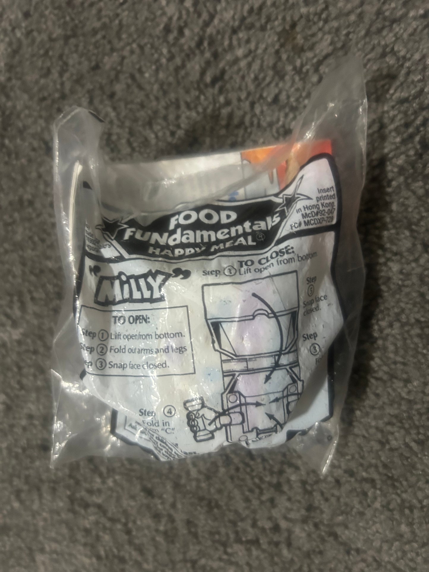Mcdonald's Food Fundamentals Transformer Milly Low Fat Milk Carton Sealed