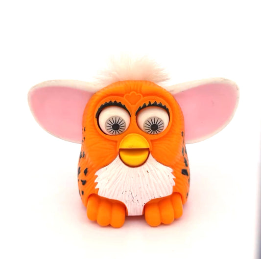 Furby Spotted Orange with White Hair Pre-Loved