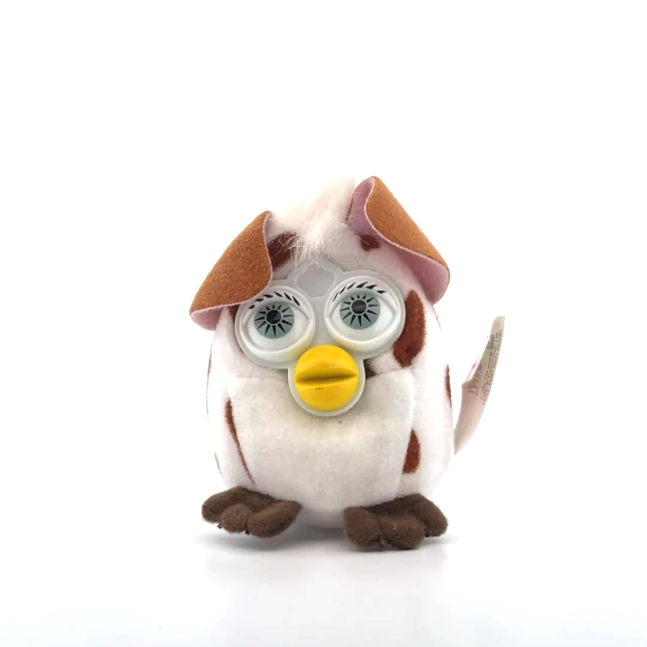 Furby White with Brown Spots Plush Keychain Sealed