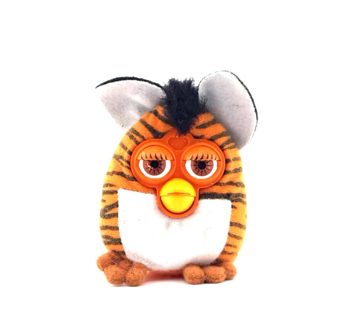 Furby Orange with Black Tiger Stripes Plush Keychain